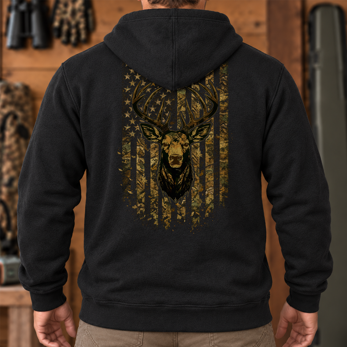 American Flag Camo Buck Hoodie