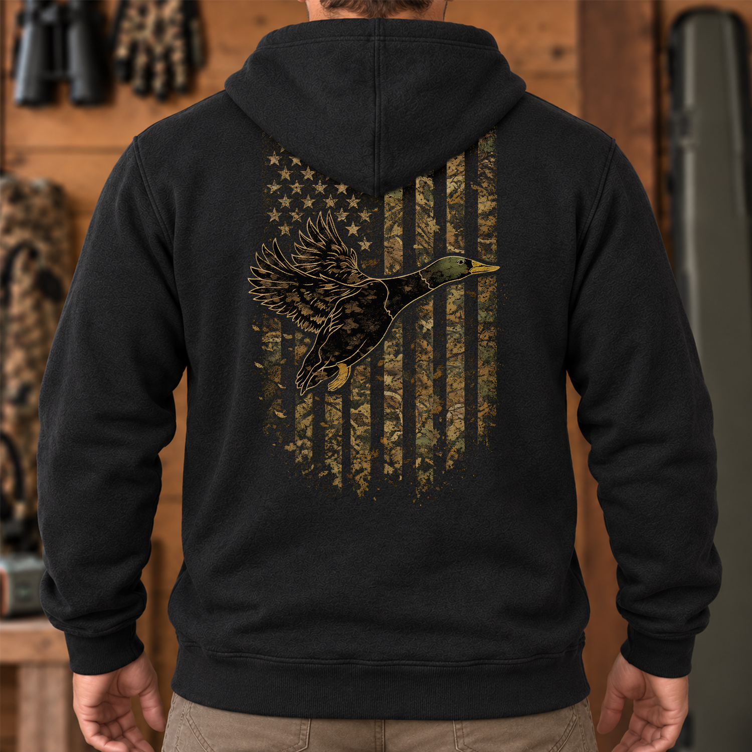 American Flag Camo Duck Hoodie